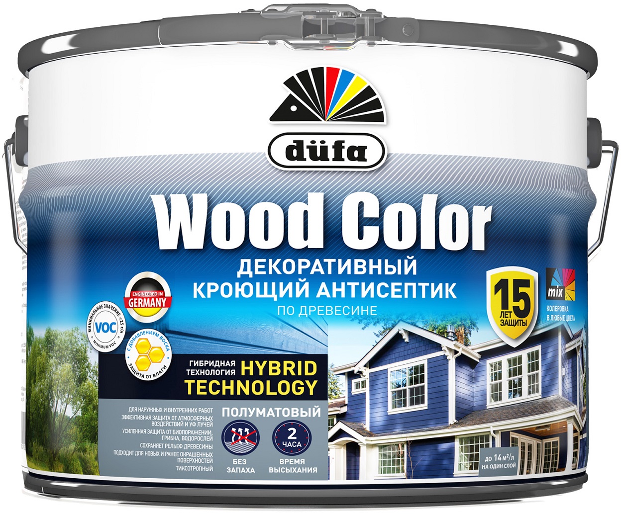 Кроющий антисептик Dufa WOOD COLOR белый 9 л — цена в Калуге, купить в  интернет-магазине, характеристики и отзывы, фото